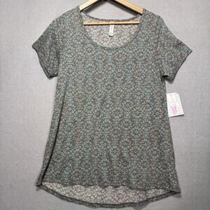 LuLaRoe Geometric Print Classic Tshirt M‎ Gray Multicolor Soft Comfy NWT